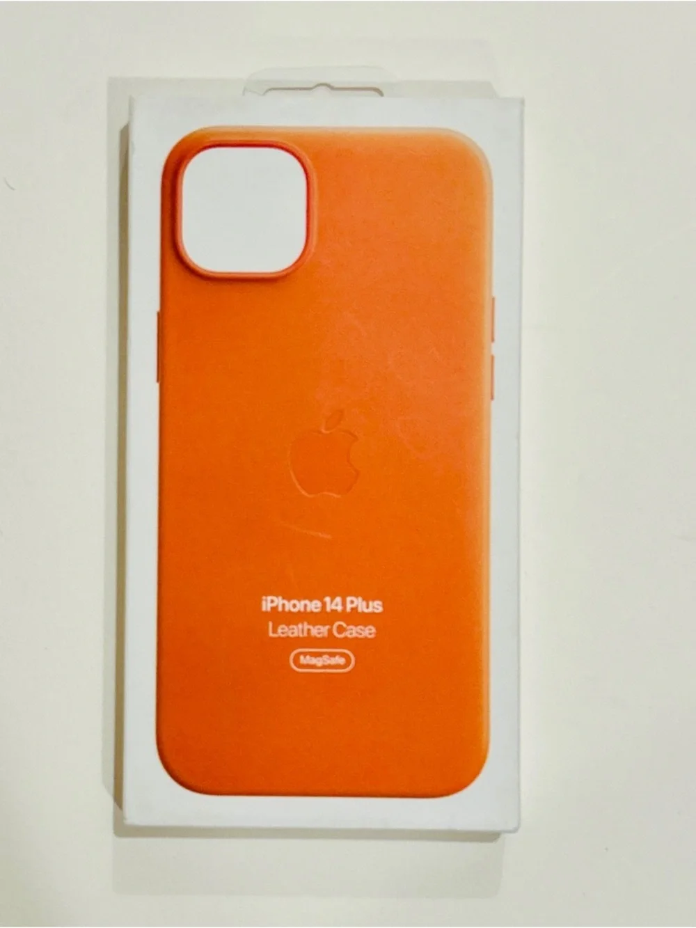 Genuine / Official Apple iPhone 14 Plus MagSafe Leather Case - Orange - New
